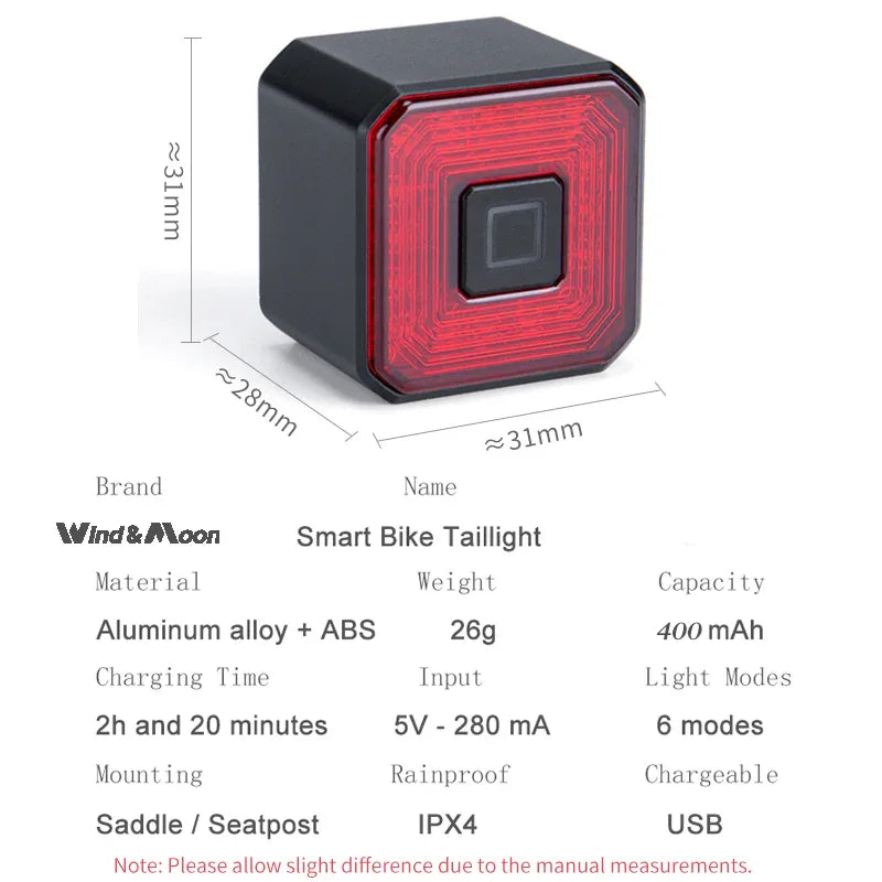 פנס אחורי לאופניים נצנץ אוטומטי ERC Smart Bike Light WT005 - Bikes Online