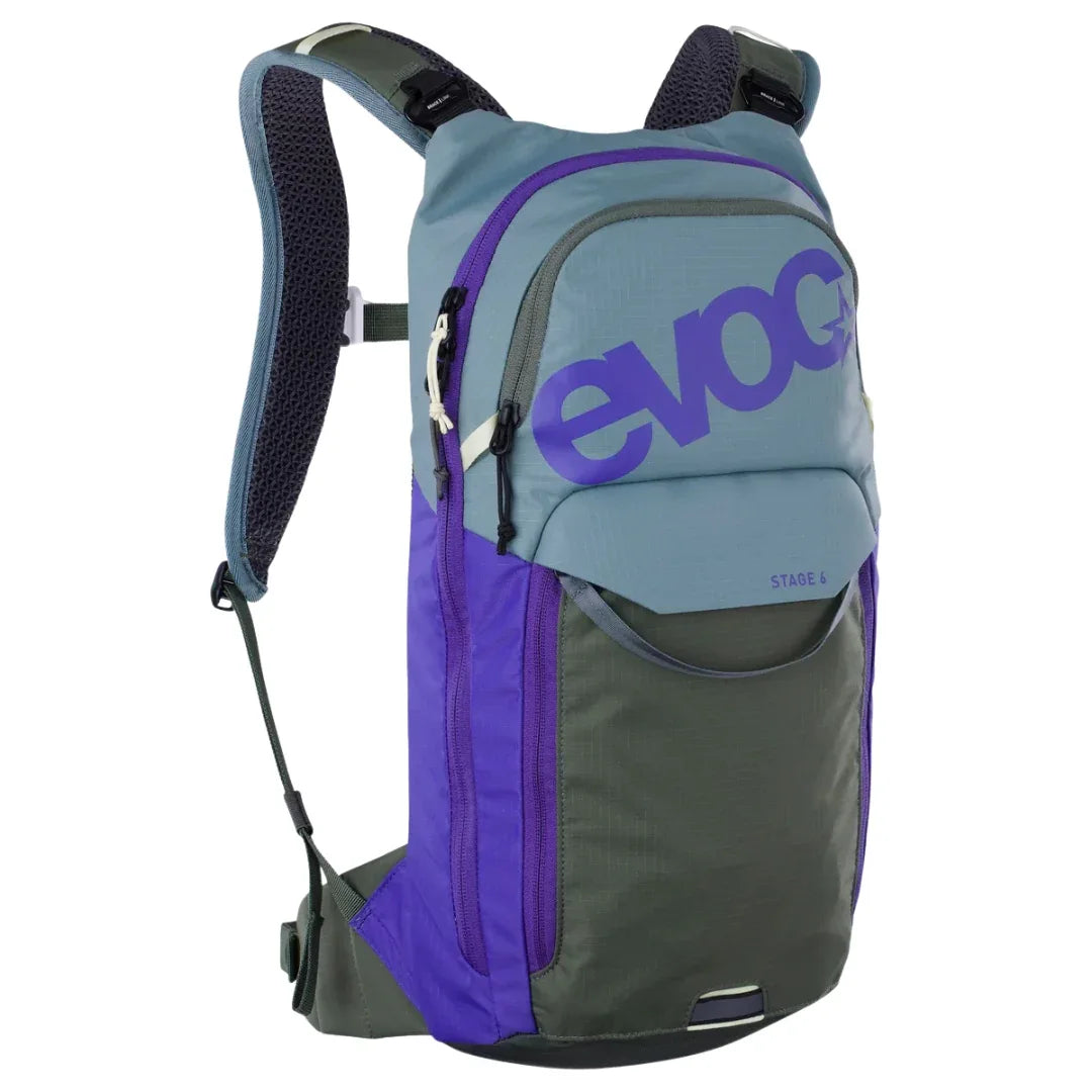 תיק רכיבה וטיולים + שלוקר 6 ליטר אבוק Evoc Stage 6 סגול-זית - Bikes Online