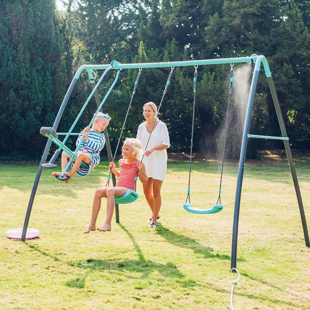 נדנדה משולשת עם מרססת מים לילדים לגינה פלאם Plum Premium Metal Double Swing & Glider With Mist - Bikes Online