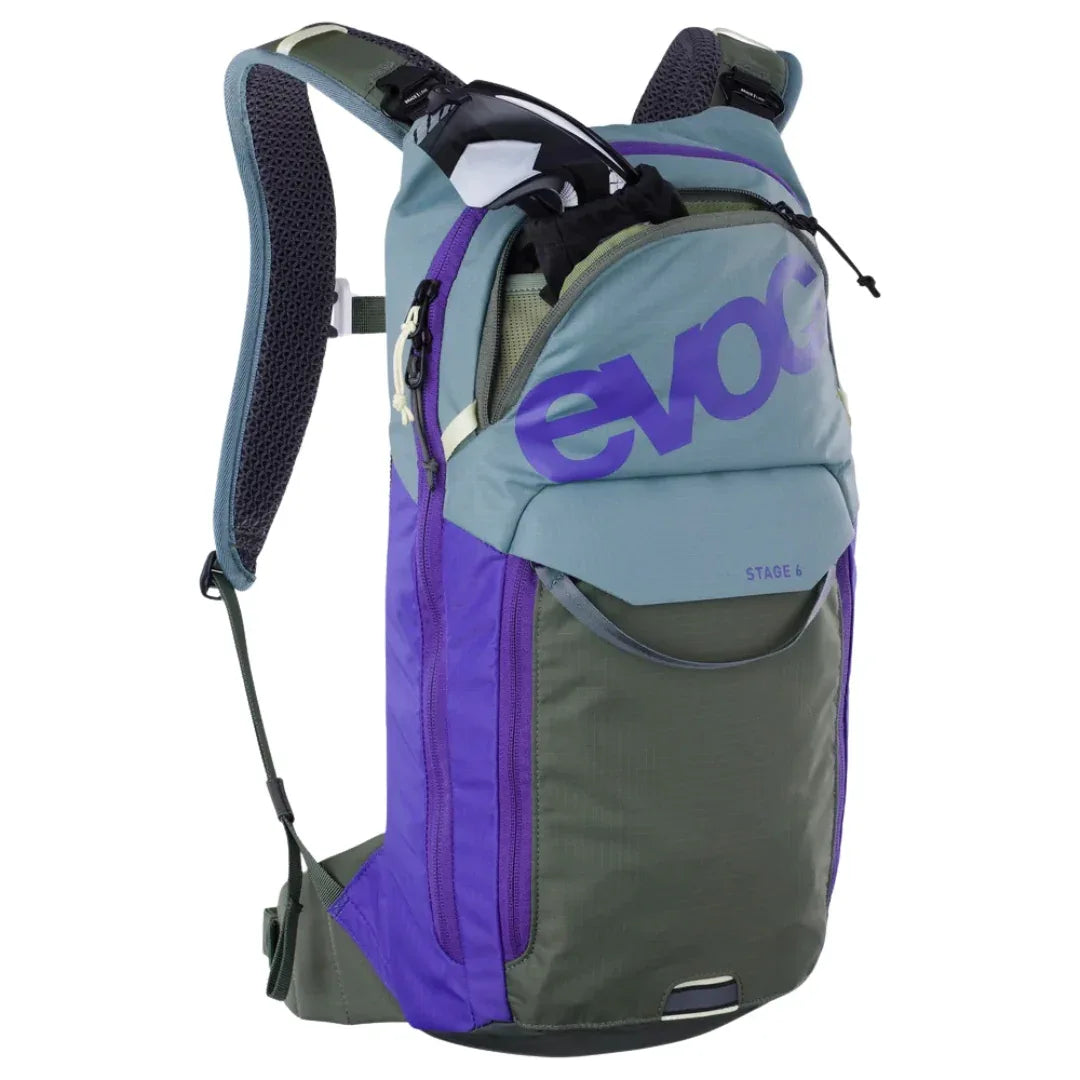 תיק רכיבה וטיולים + שלוקר 6 ליטר אבוק Evoc Stage 6 סגול-זית - Bikes Online