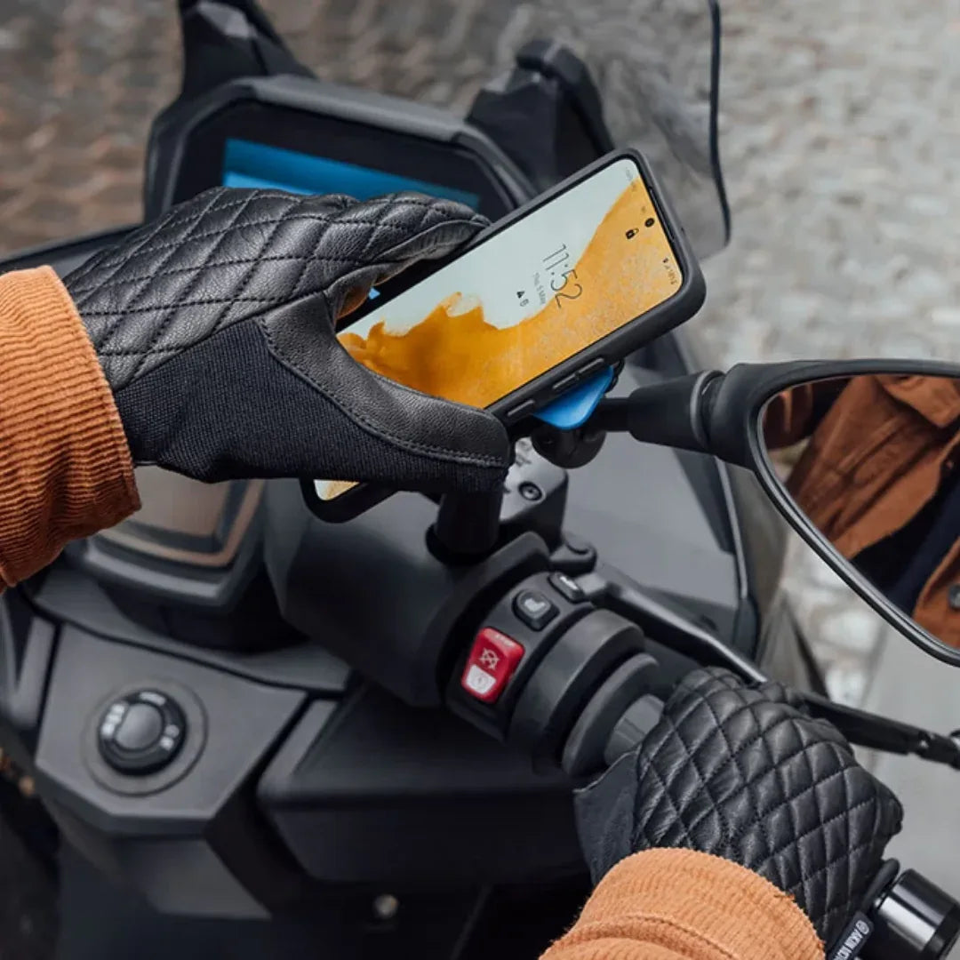 התקן מעמד לטלפון עם חיבור למראה לאופנוע Quad Lock Motorcycle Mirror Mount - Bikes Online