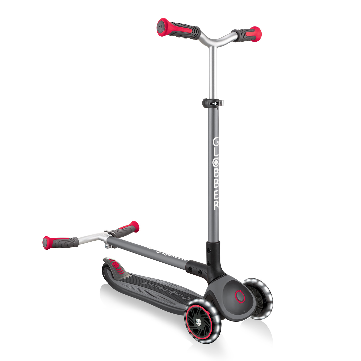 מוצר מציאון - קורקינט מאסטר לייטס מתקפל עם אורות לילדים גלובר Globber MASTER Lights