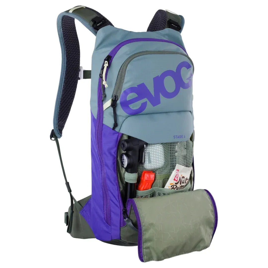 תיק רכיבה וטיולים + שלוקר 6 ליטר אבוק Evoc Stage 6 סגול-זית - Bikes Online