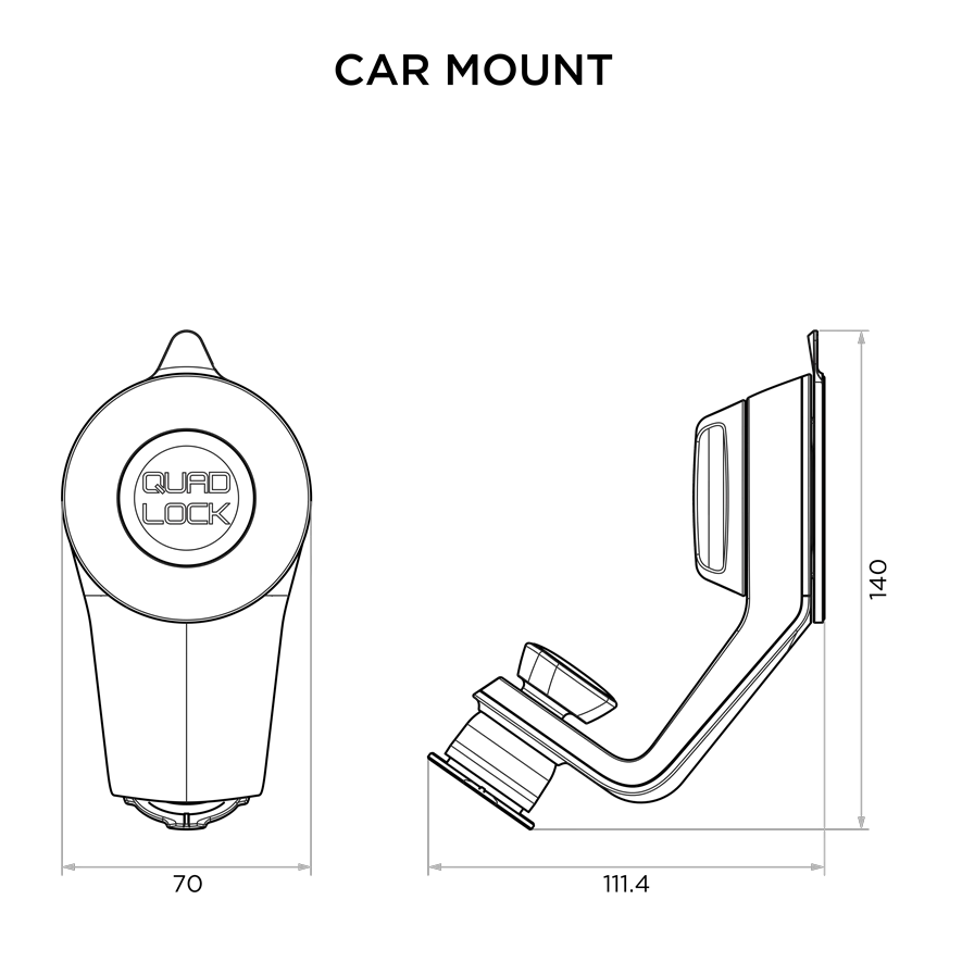 התקן מעמד לטלפון לרכב חיבור וואקום Quad Lock Car Suction Mount
