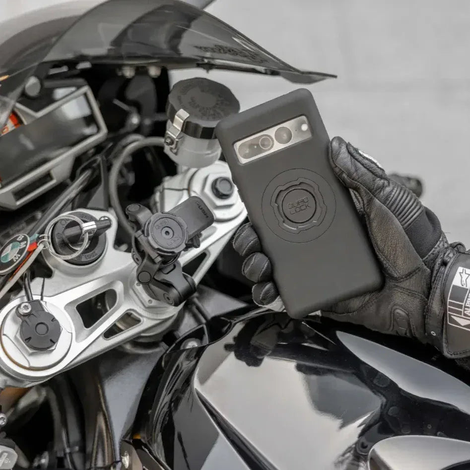 התקן מעמד לטלפון עם חיבור לבורג מזלג אופנוע Quad Lock Motorcycle Fork Stem Mount Pro - Bikes Online