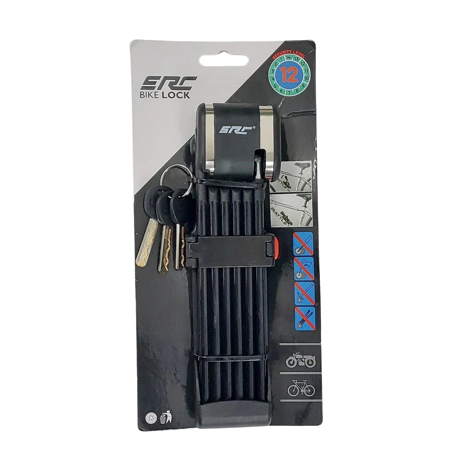 מנעול חוליות מתקפל לקורקינט ואופניים ERC TY-3926 - Bikes Online