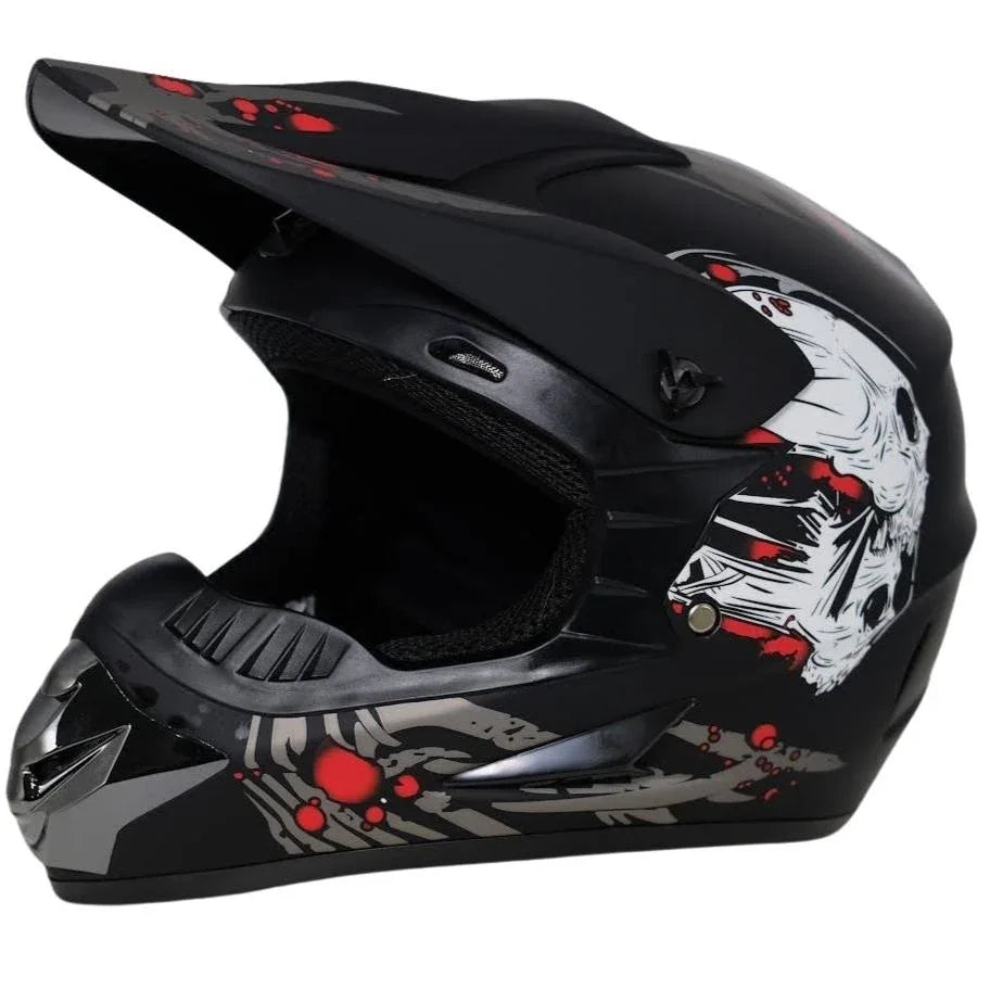 קסדה מלאה לאופניים וקורקינט פול פייס שחור גולגולות - Bikes Online