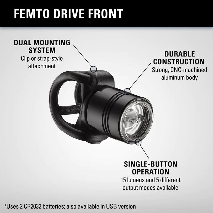 פנס קדמי לאופניים נצנץ צבע כחול Lezyne Femto Drive Front