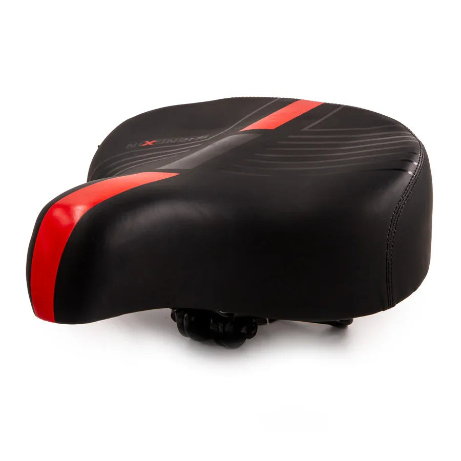 אוכף רחב רך ונוח לאופניים עירוניים וחשמליים עם פס אדום - Bikes Online