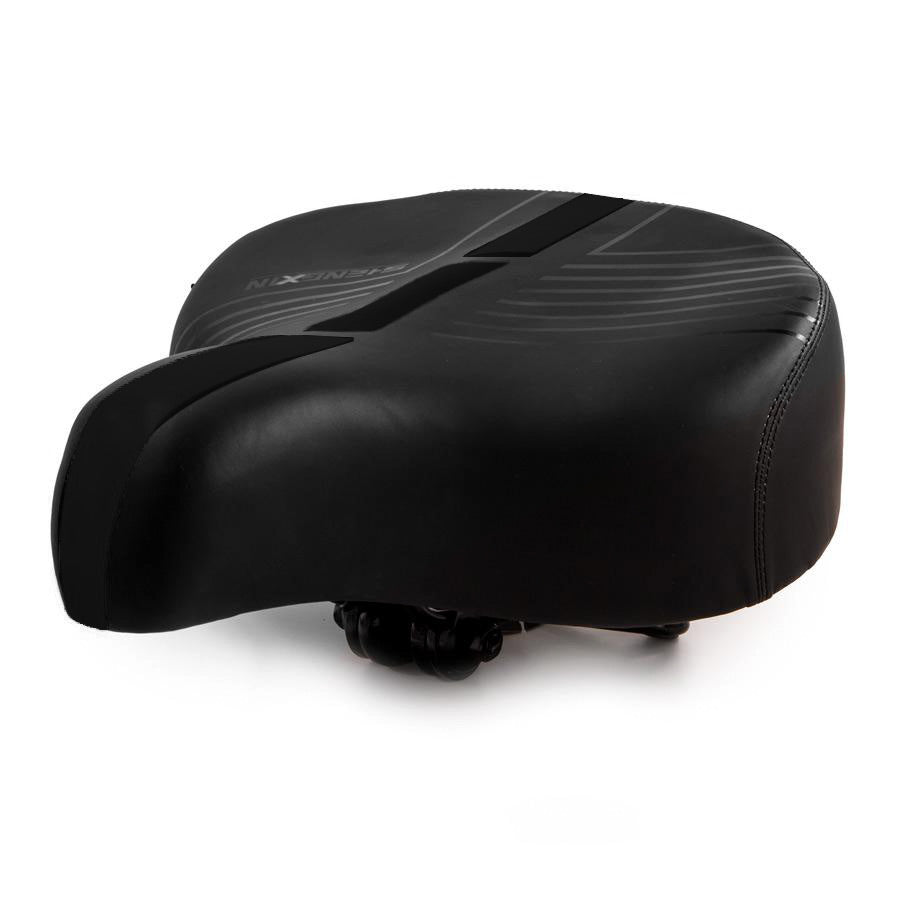 אוכף רחב רך ונוח לאופניים עירוניים וחשמליים עם פס שחור