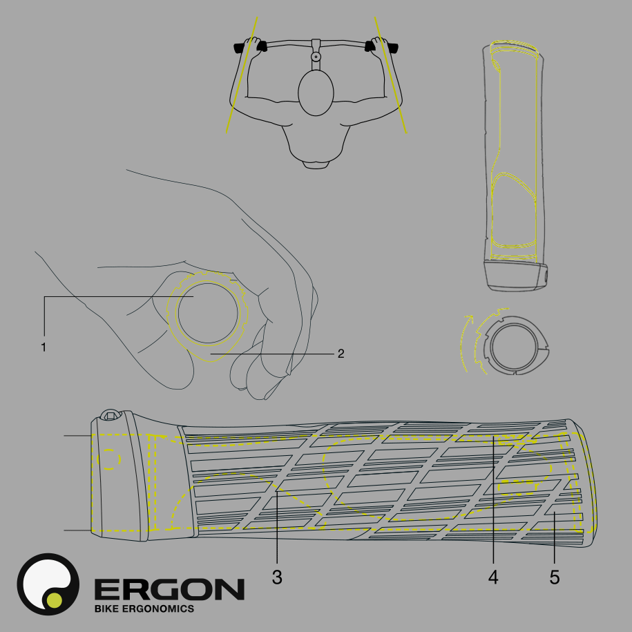 ידיות כידון גריפים מקצועיים ארגונומיים ERGON GE1 Evo