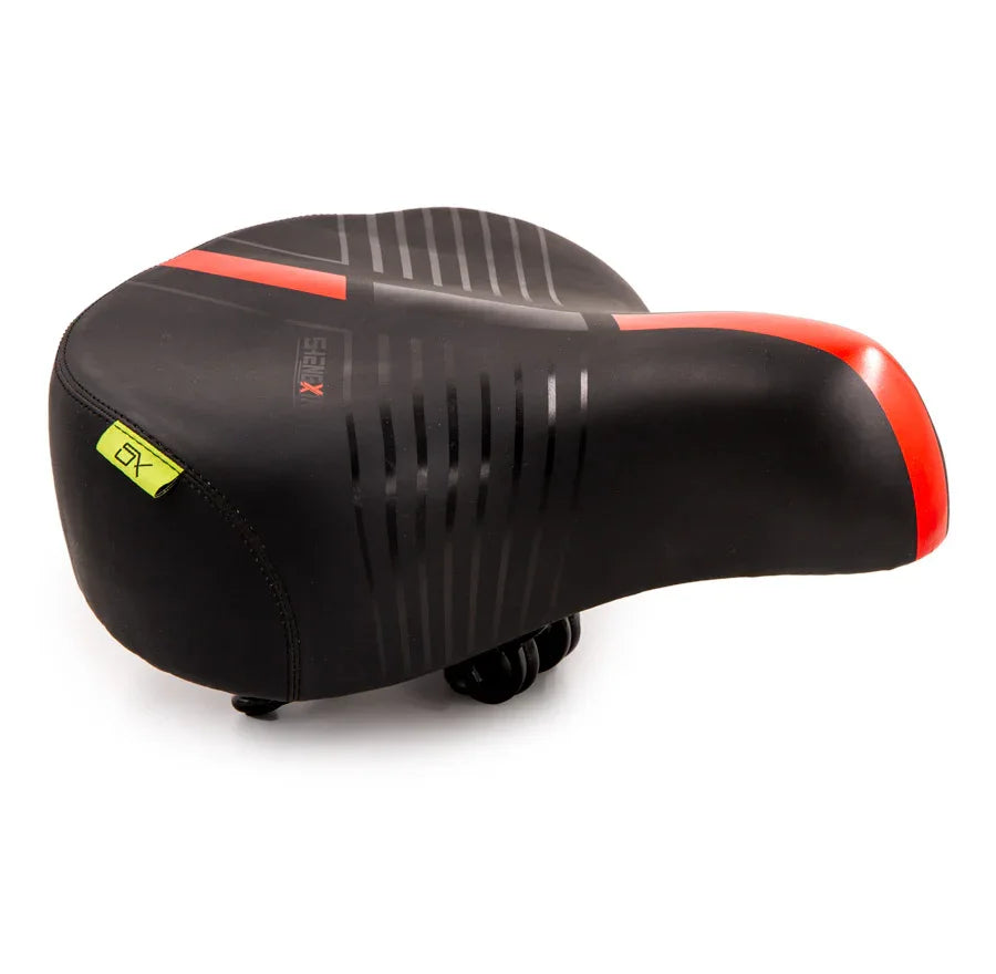 אוכף רחב רך ונוח לאופניים עירוניים וחשמליים עם פס כחול - Bikes Online