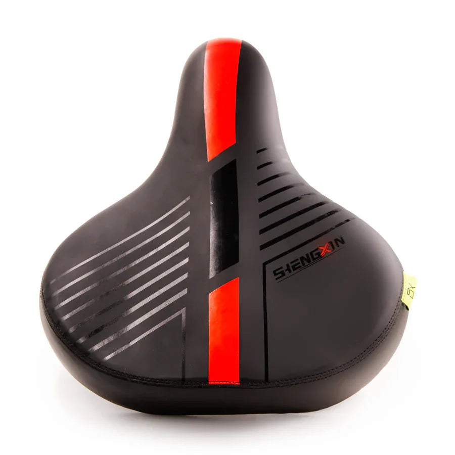 אוכף רחב רך ונוח לאופניים עירוניים וחשמליים עם פס כחול - Bikes Online