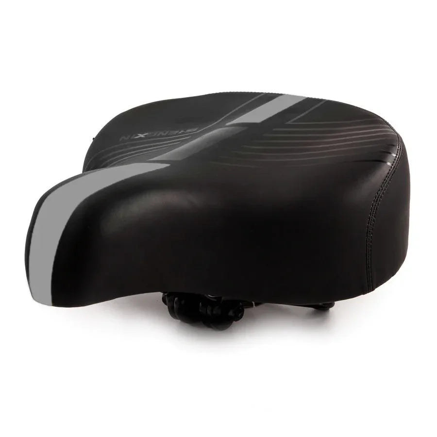 אוכף רחב רך ונוח לאופניים עירוניים וחשמליים עם פס אפור - Bikes Online