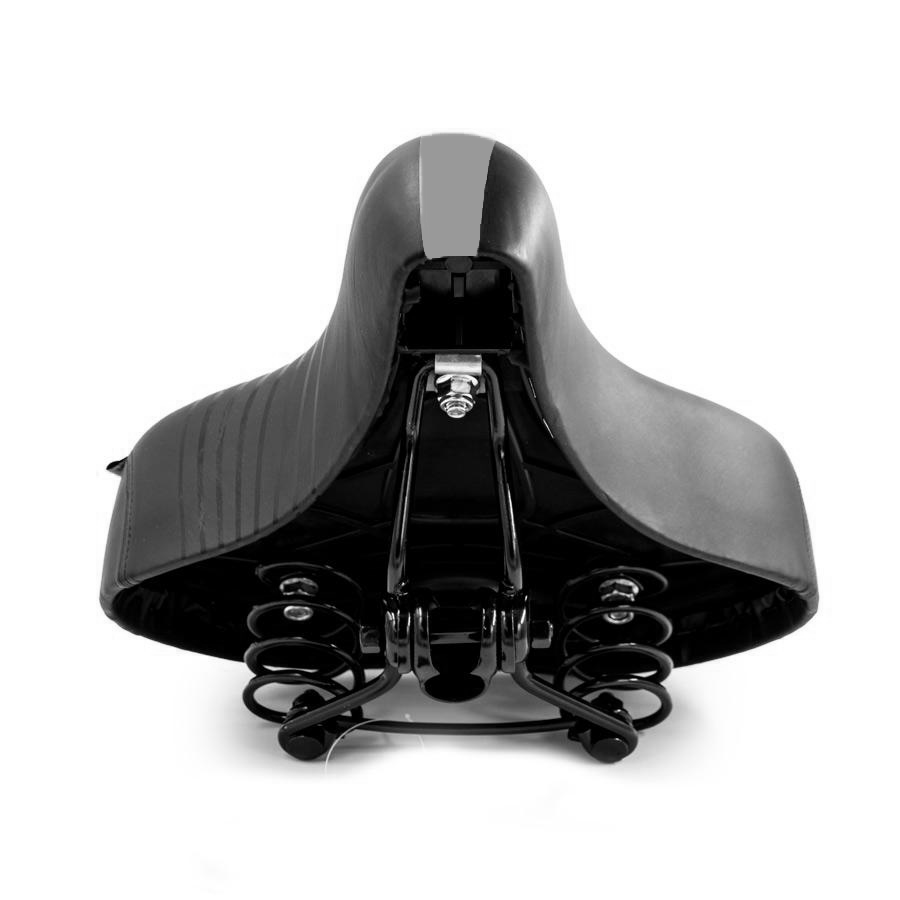 אוכף רחב רך ונוח לאופניים עירוניים וחשמליים עם פס אפור