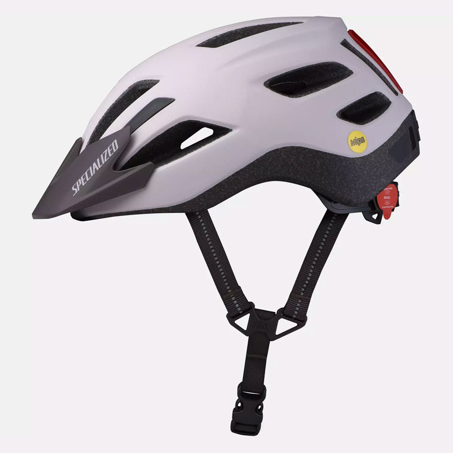 קסדה לאופניים לנוער SPECIALIZED עם הגנת מיפס MIPS ופנס לד Shuffle לבן סגלגל