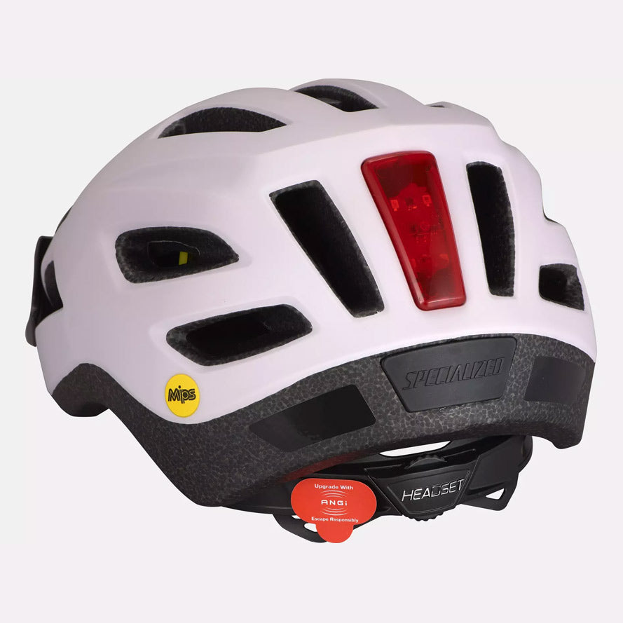 קסדה לאופניים לנוער SPECIALIZED עם הגנת מיפס MIPS ופנס לד Shuffle לבן סגלגל