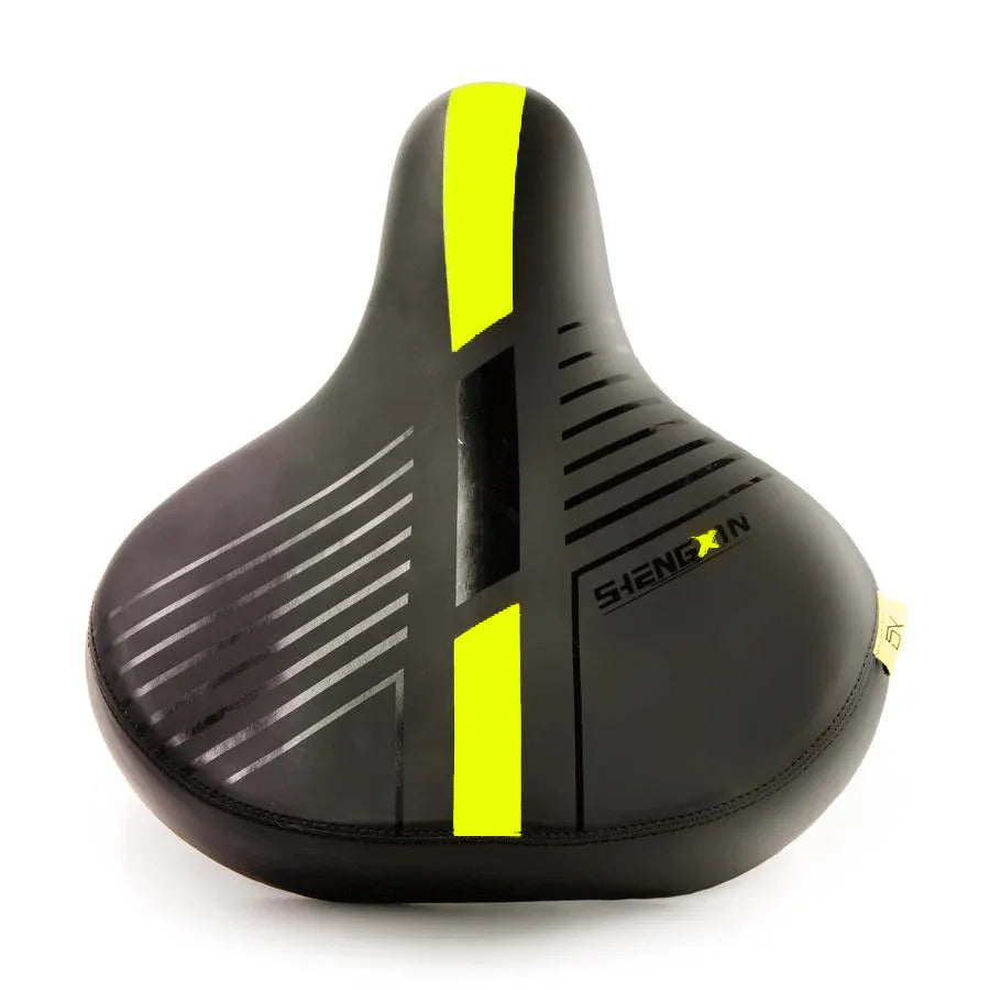 אוכף רחב רך ונוח לאופניים עירוניים וחשמליים עם פס ירוק זוהר - Bikes Online