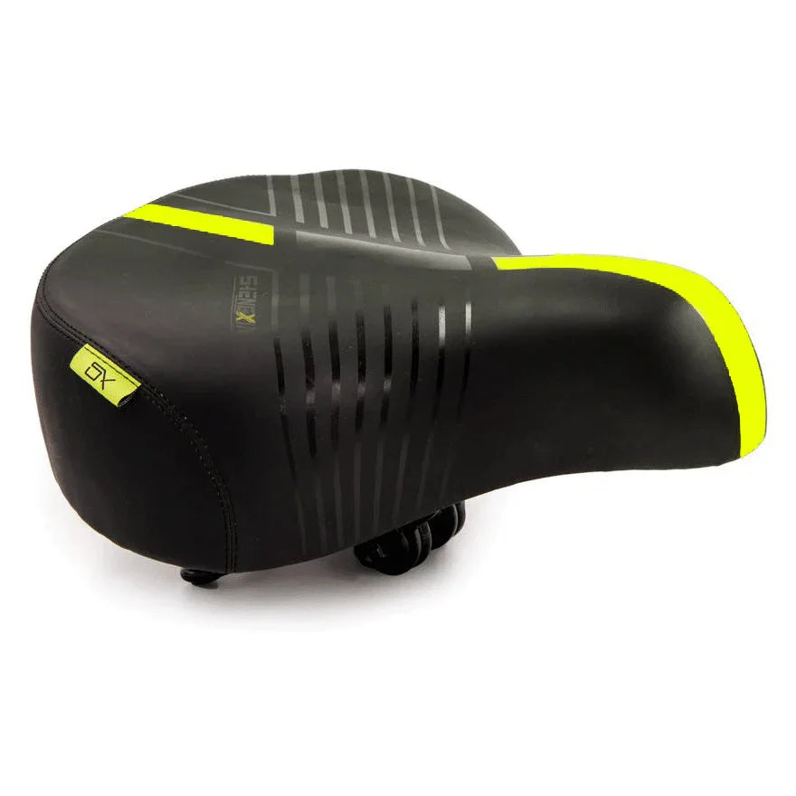 אוכף רחב רך ונוח לאופניים עירוניים וחשמליים עם פס ירוק זוהר - Bikes Online