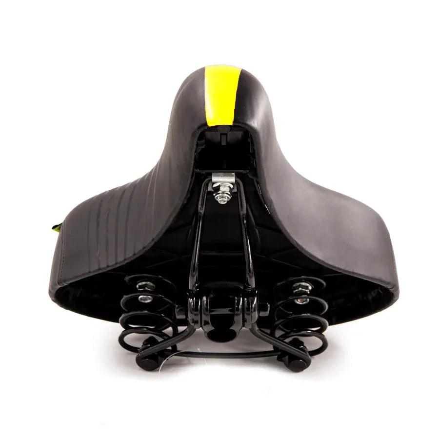 אוכף רחב רך ונוח לאופניים עירוניים וחשמליים עם פס ירוק זוהר - Bikes Online