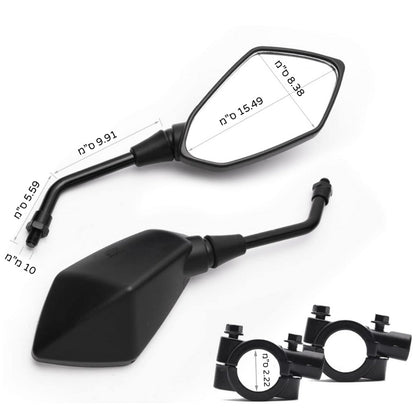 זוג מראות לאופניים\אופנוע רחבות להתקנה בחיבור לכידון