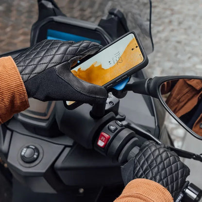 התקן מעמד לטלפון עם חיבור למראה לאופנוע Quad Lock Motorcycle Mirror Mount - Bikes Online