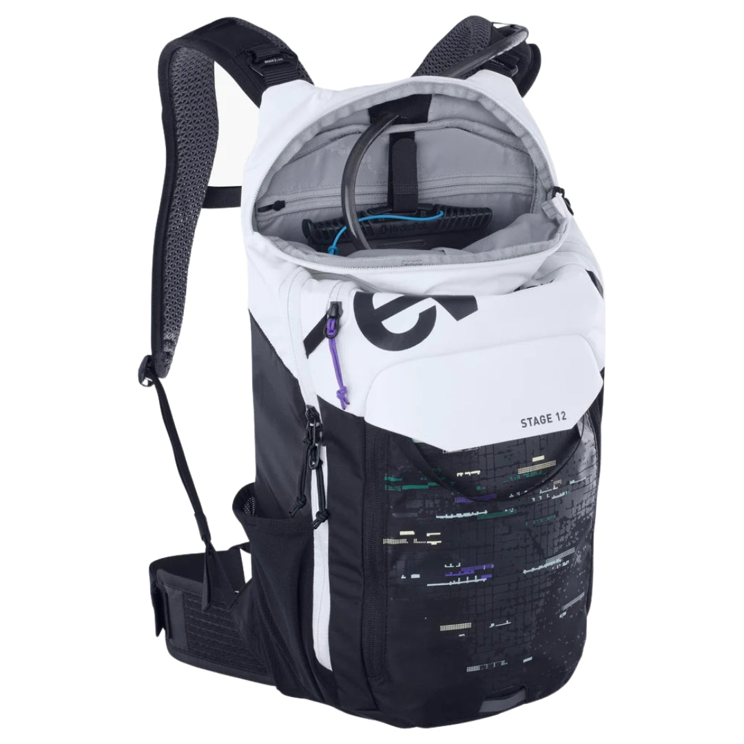 תיק רכיבה וטיולים 12 ליטר אבוק Evoc Stage 12 שחור-לבן