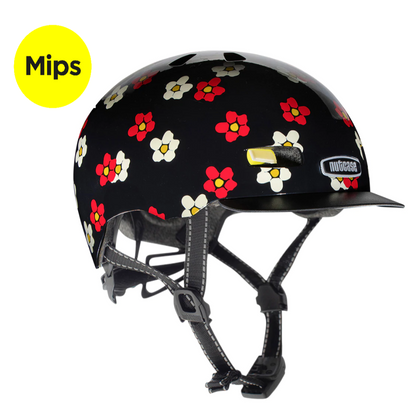 קסדה לאופניים וקורקינט נאטקייס NUTCASE STREET MIPS שחור פרחים FUN FALL ALL