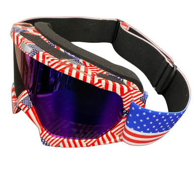 משקפי אבק ומגן מקצועיים לספורט אתגרי עיצוב דגל אמריקה PRO SPEED