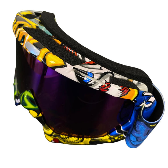 משקפי אבק ומגן מקצועיים לספורט אתגרי עיצוב צבעוני גולגולת PRO SPEED