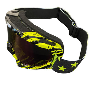 משקפי אבק ומגן מקצועיים לספורט אתגרי עיצוב שחור צהוב כוכבים PRO SPEED
