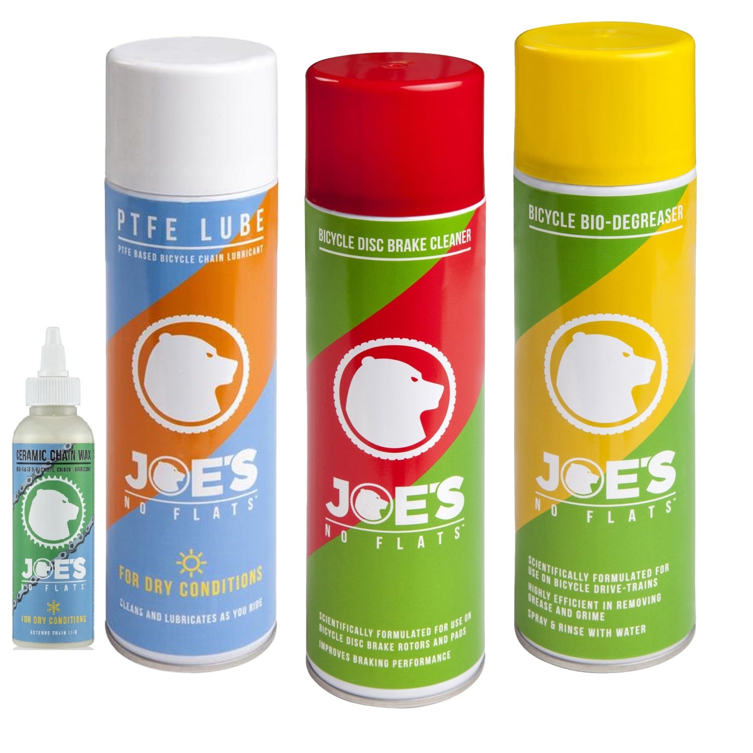 ערכת אופניים מלאה של ג'ויס דגריזר, תרסיס שמן יבש ,ותרסיס ניקוי לבלמים Joe's ושמן טיפות
