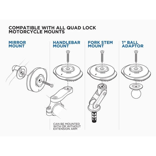 מטען אלחוטי לטלפון מוגן מים לאופנועים Quad Lock Weatherproof Wireless Charging Head