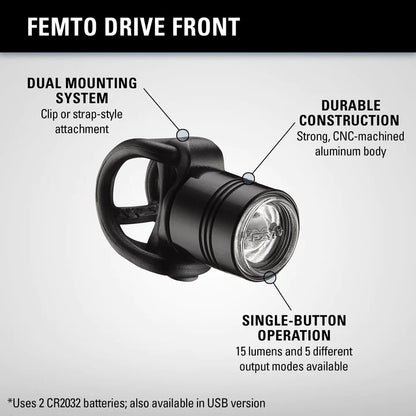 פנס קדמי לאופניים נצנץ צבע כחול Lezyne Femto Drive Front