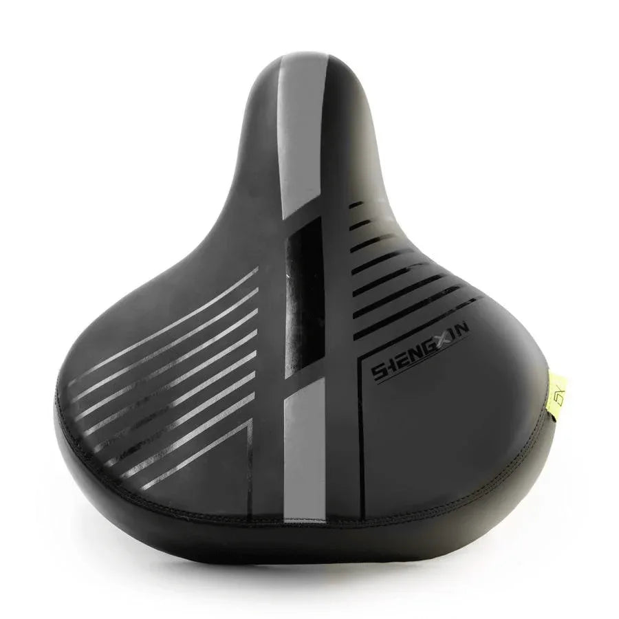 אוכף רחב רך ונוח לאופניים עירוניים וחשמליים עם פס אפור - Bikes Online