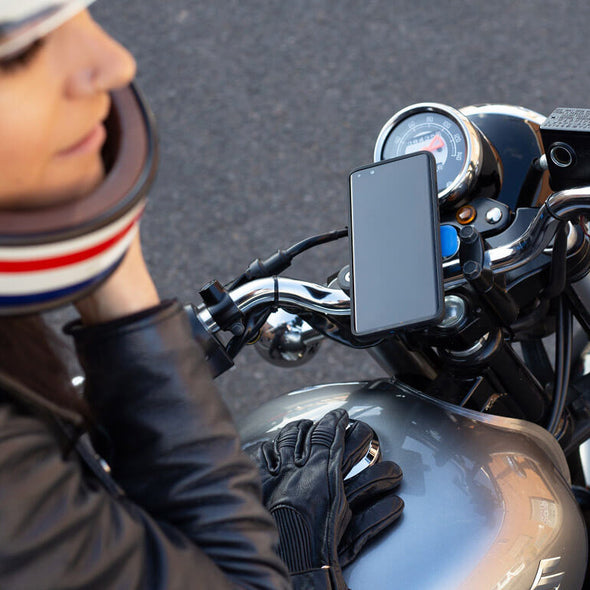 התקן מעמד לטלפון עם חיבור לכידון האופנוע Quad Lock Motorcycle Handlebar Mount