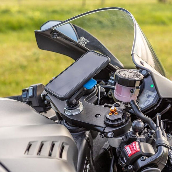 התקן מעמד לטלפון עם חיבור לבורג מזלג אופנוע Quad Lock Motorcycle Fork Stem Mount